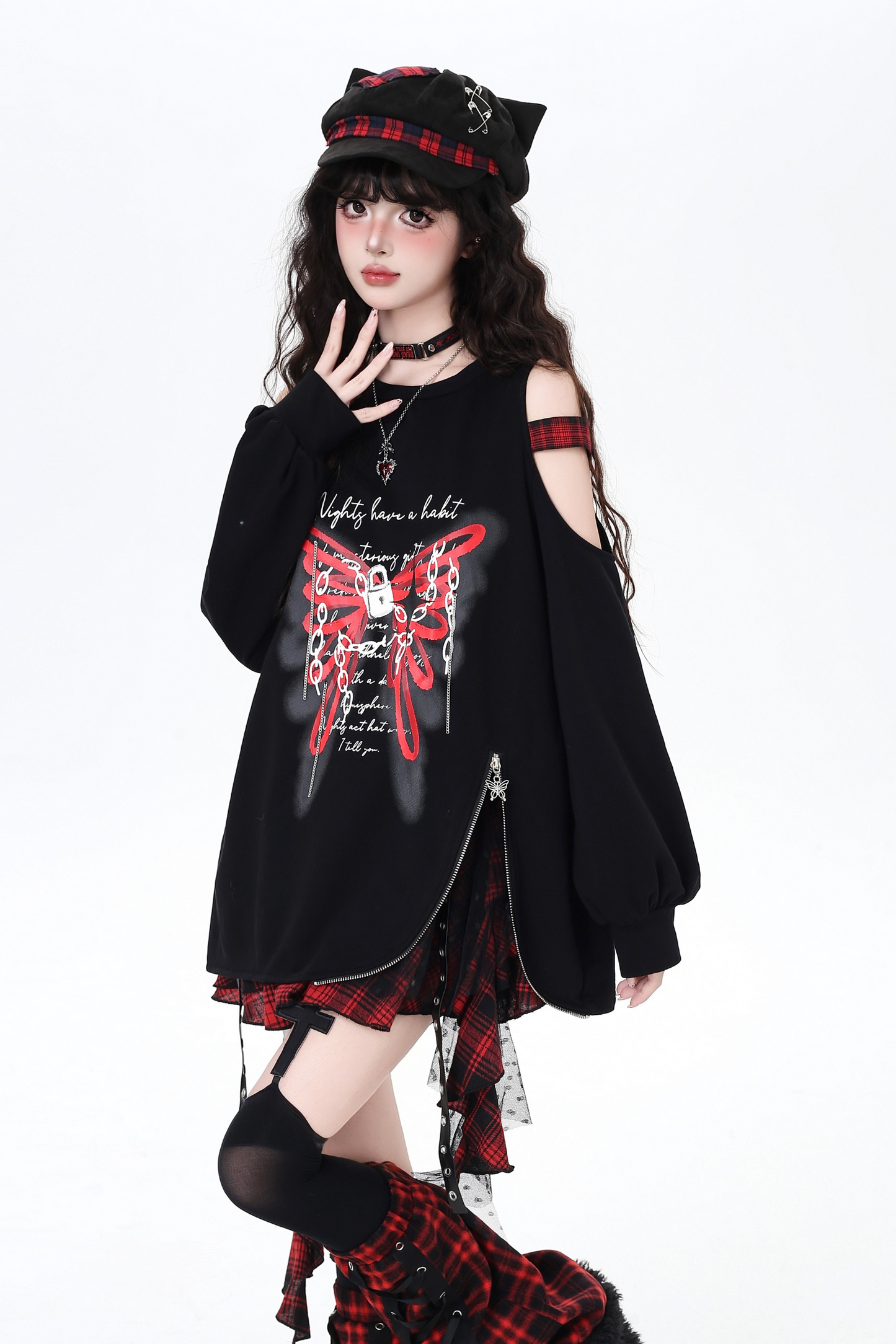 Butterfly Off-the-shoulder Design Loose Top