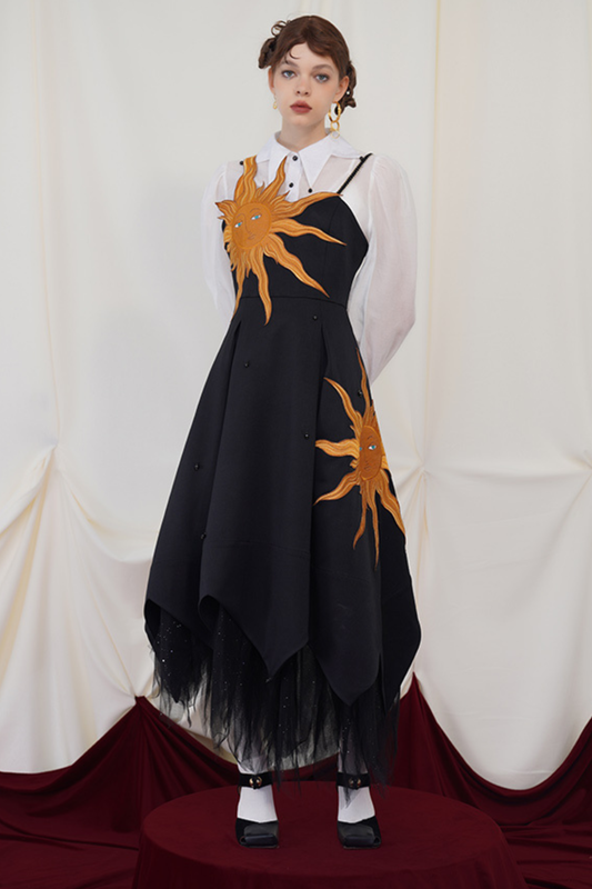 Sunflower Straps Slim Swing Retro Dress