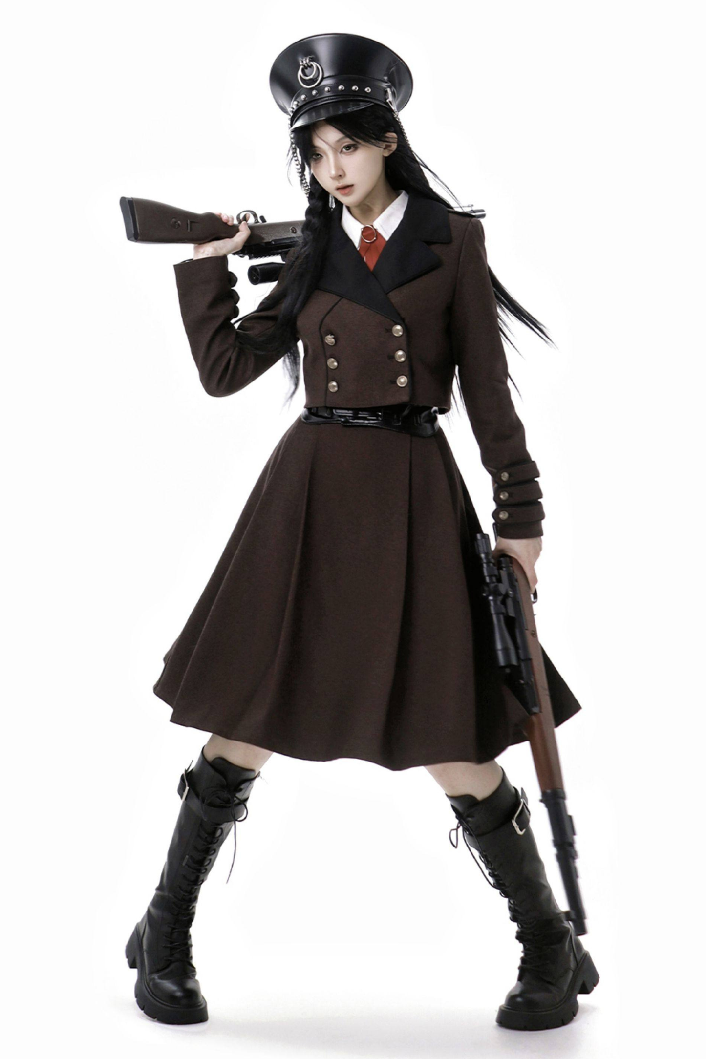 ロシアンレトロカレッジジャケット＋シャツ＋ガードル＋リボン＋スカート