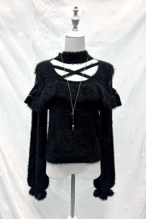 Subculture Halter Neck Frilled Strap Top