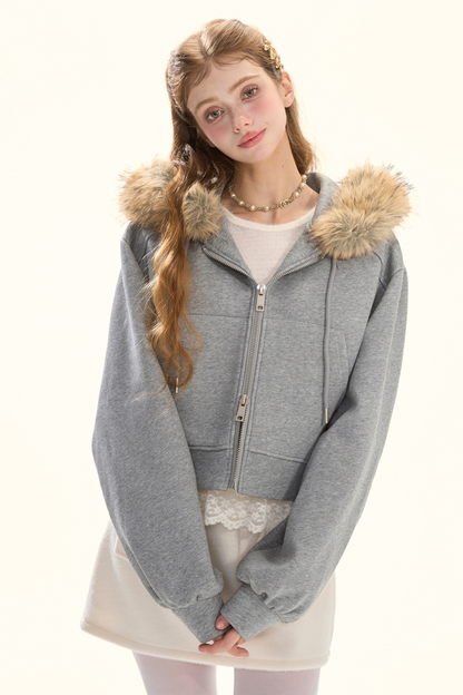 ファーフーデッドダウンジャケット