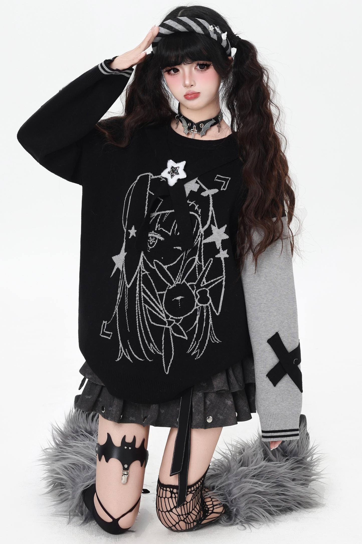Rabbit Ear Bicolor Loose Sweater
