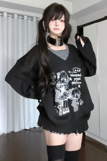 Splicing Dark Loose Tops