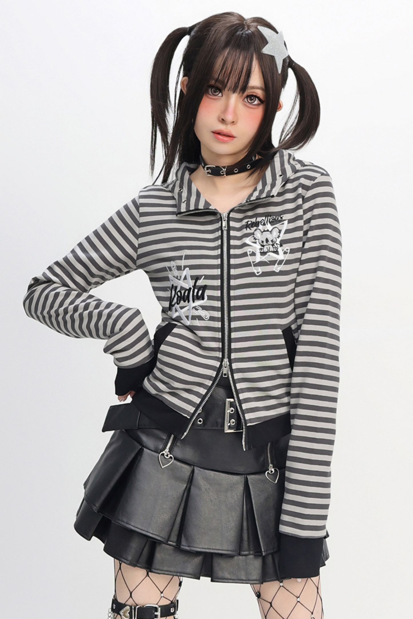 Border Tight Hooded Zipper Hoodie