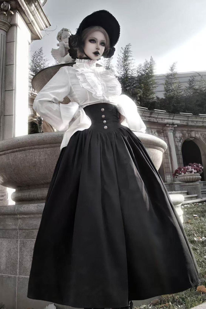 ゴシックロリータケープ+シャツ+スカート+リボン+ボンネット