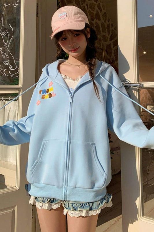 Mori-Girl-Kapuzenpullover in lockerer Passform