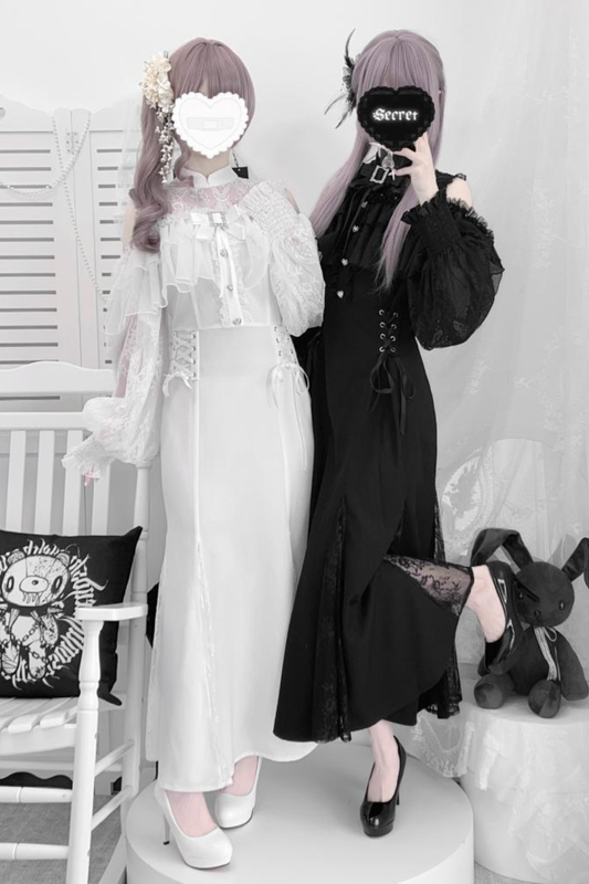 マーメイドロングガーゼスカートドレス