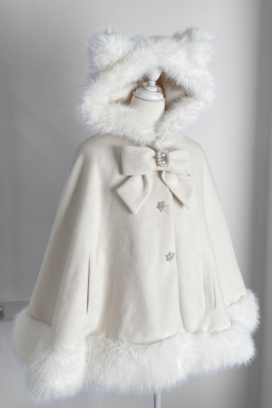 Cat Ear Drill Buckle Wool Cloak