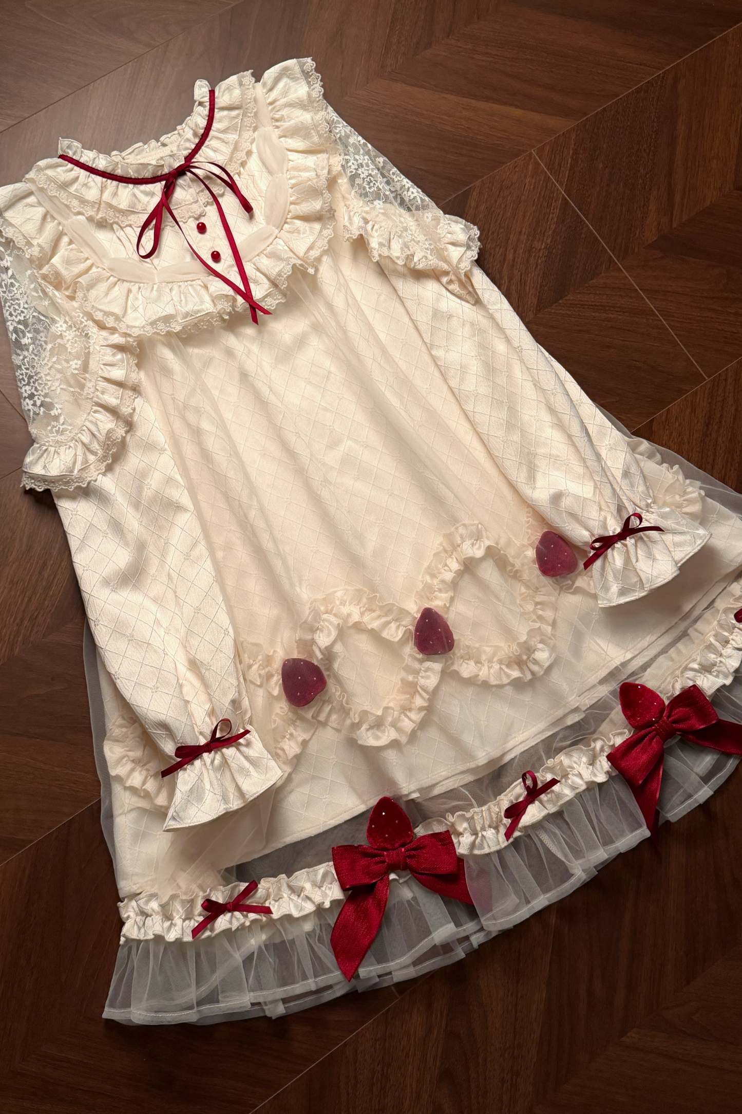 Strawberry Cream Doll Lolita Dress + Strawberry Ribbon