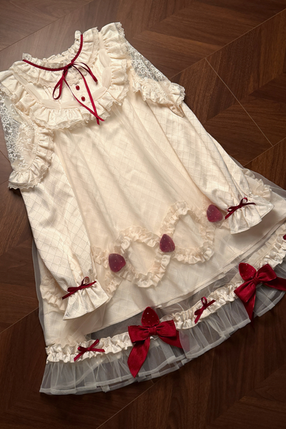 Strawberry Cream Doll Lolita Dress + Strawberry Ribbon
