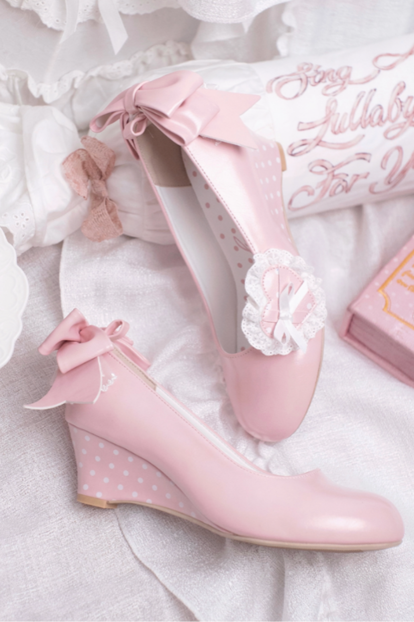 レトロドットハートロリータスイートシューズ