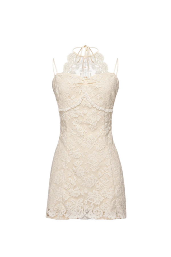 【予約商品】スイートレースホルターネックドレス