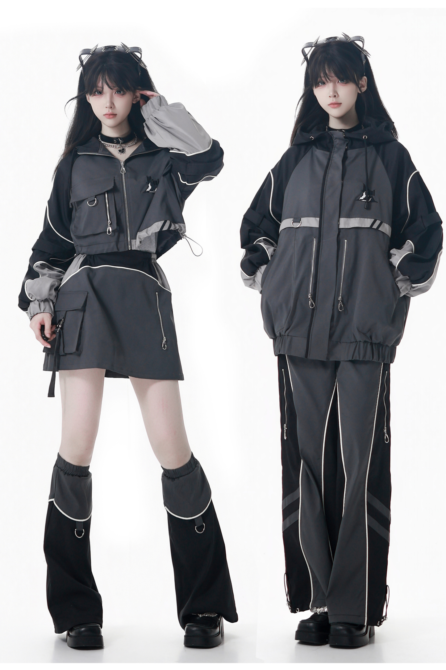 モードダークジャケット+ロングパンツ+スカート+レッグウォーマー