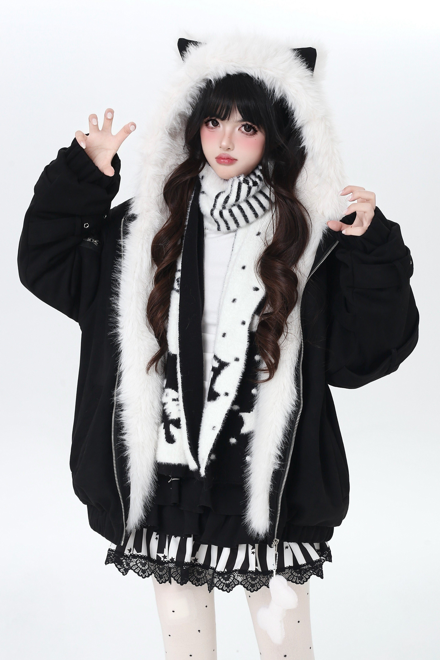 Cat Ear Hood Fur Jacket