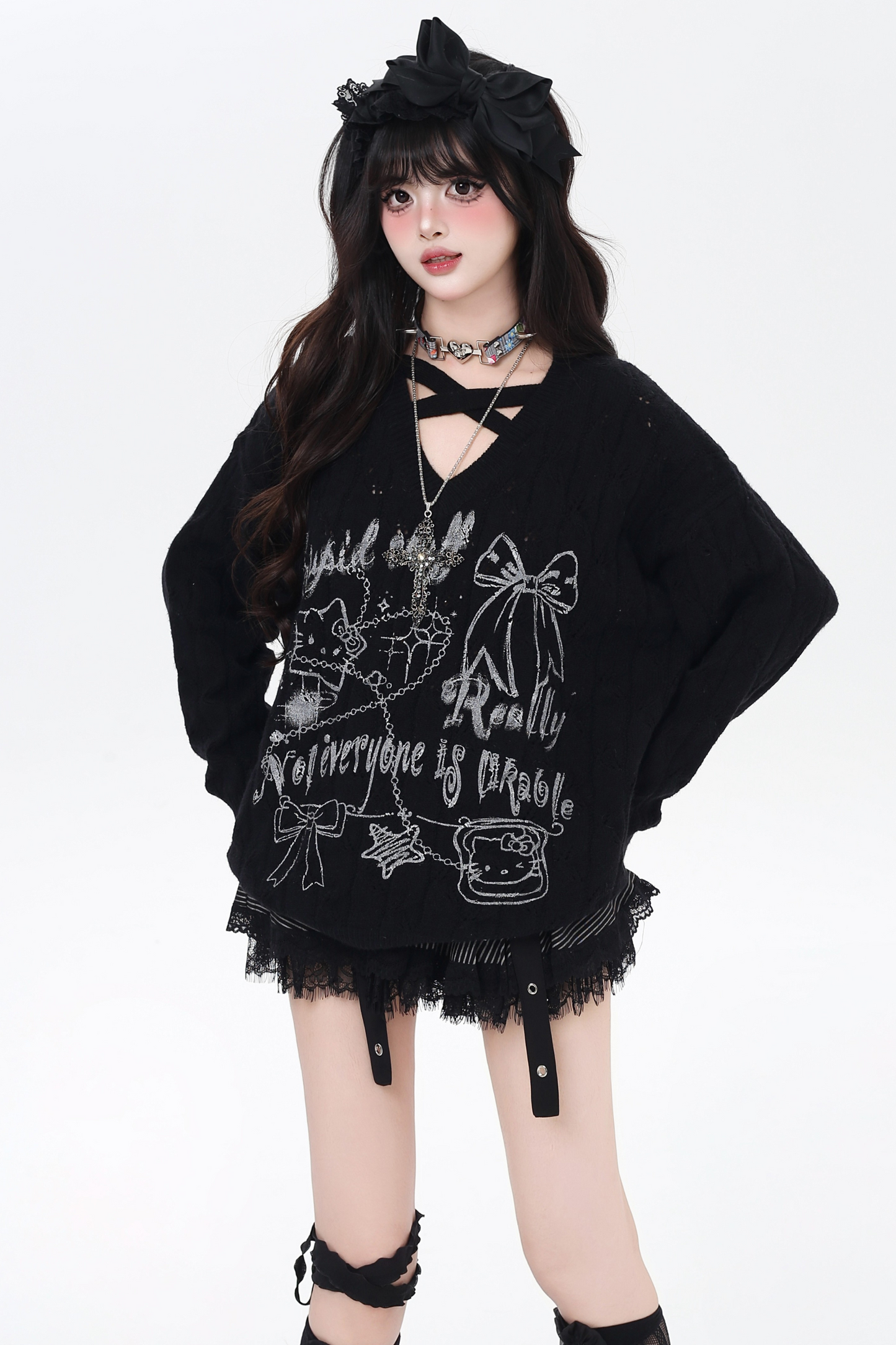 クロスストラップオーバールーズトップス