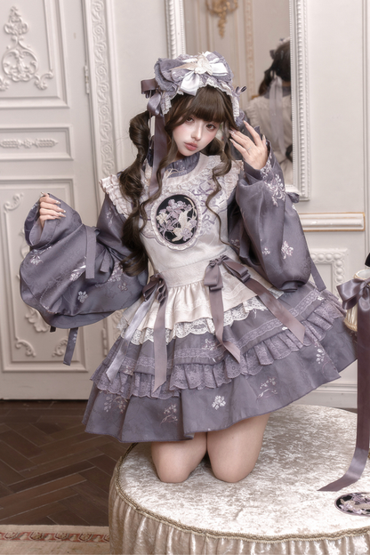 チャイナフリルドレス+ベスト+ヘアバンド