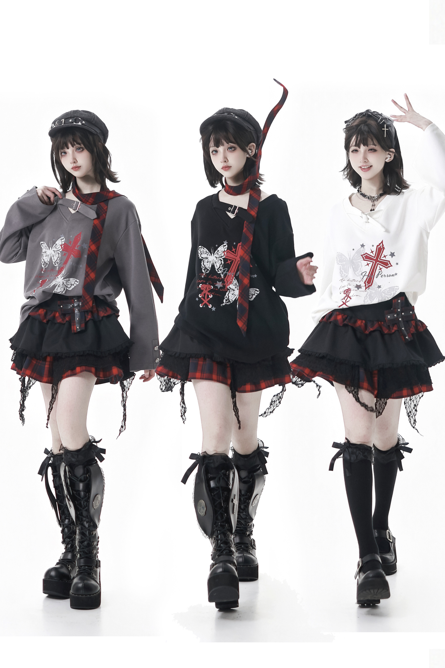 Cross top + skirt + scarf