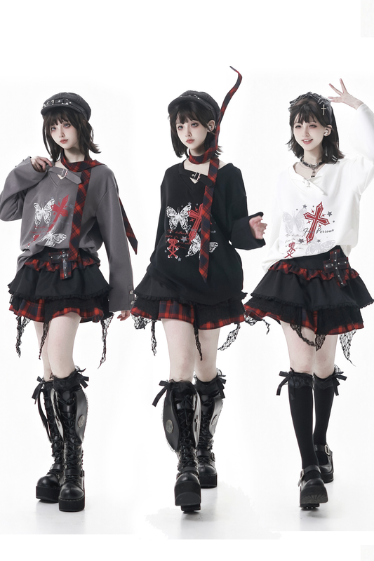 クロストップス+スカート+スカーフ