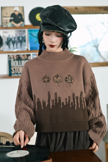 Bicolor Turtleneck Sweater