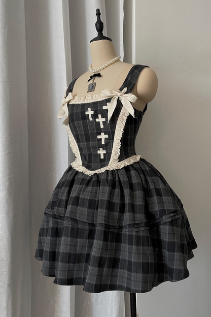 Doll Check Suspender Dress