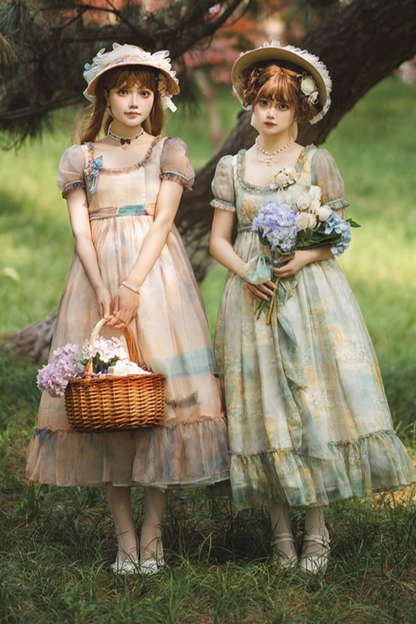 マーブルアートハイウエストマークロリータドレス