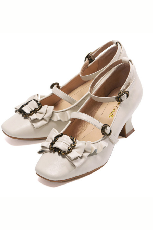 レザーリボンフリルロリータヒール