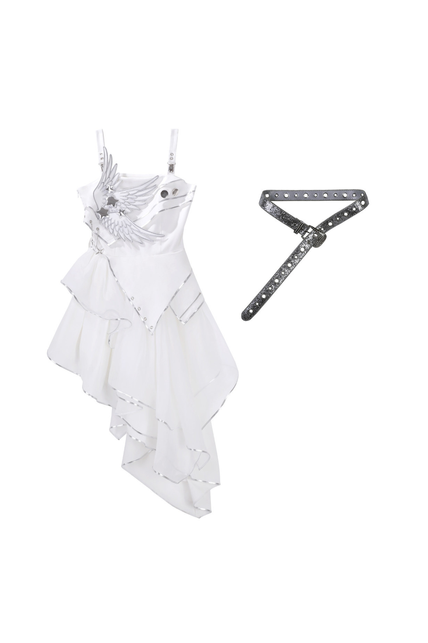 银色赛博朋克洛丽塔连衣裙+袖子+腰带