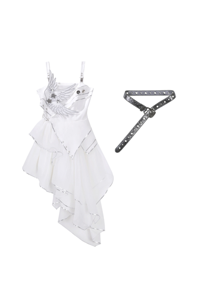 银色赛博朋克洛丽塔连衣裙+袖子+腰带