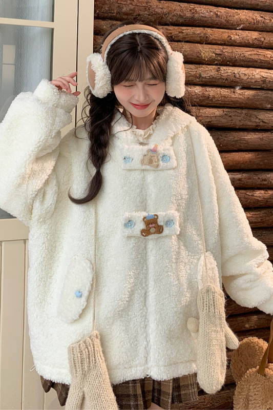 スイートフリースベアフードジャケット
