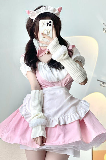 Pink Anime Lolita Maid Cosplay Dress