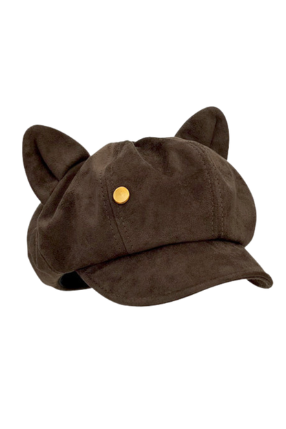 Retro Suede Cat Ear Beret