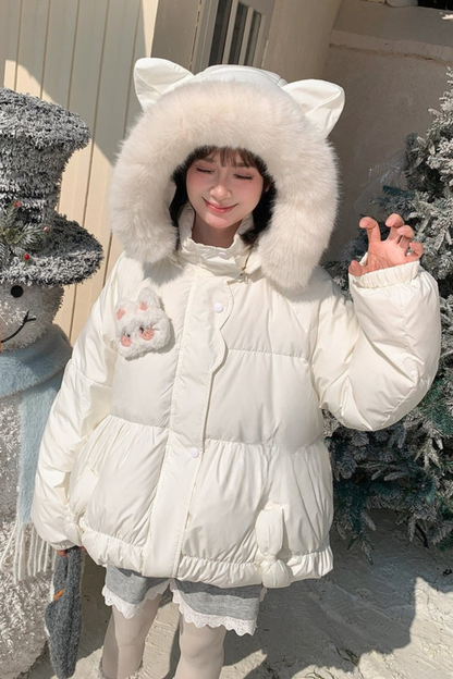 スウィートキャットフードダウンジャケット