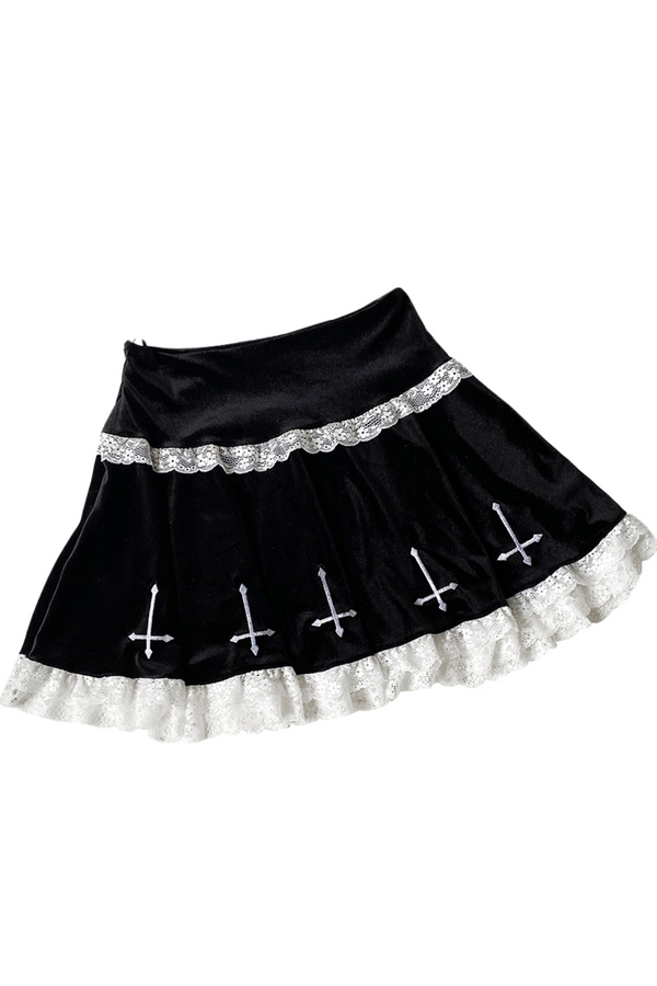 Mine Lace Cross Velvet Skirt
