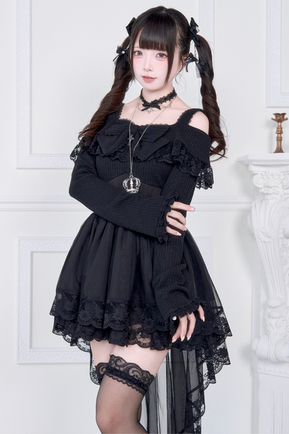 Off-Shoulder Mine Lace Dress