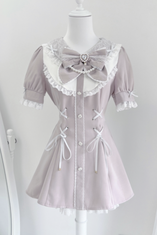 リボンパフスリーブトップス＋インナーパンツ