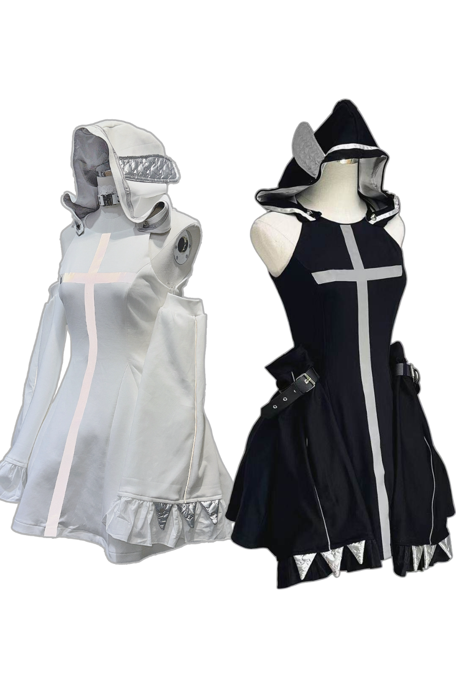 サイバーパンククロスメカニカルノースリーブドレスセット