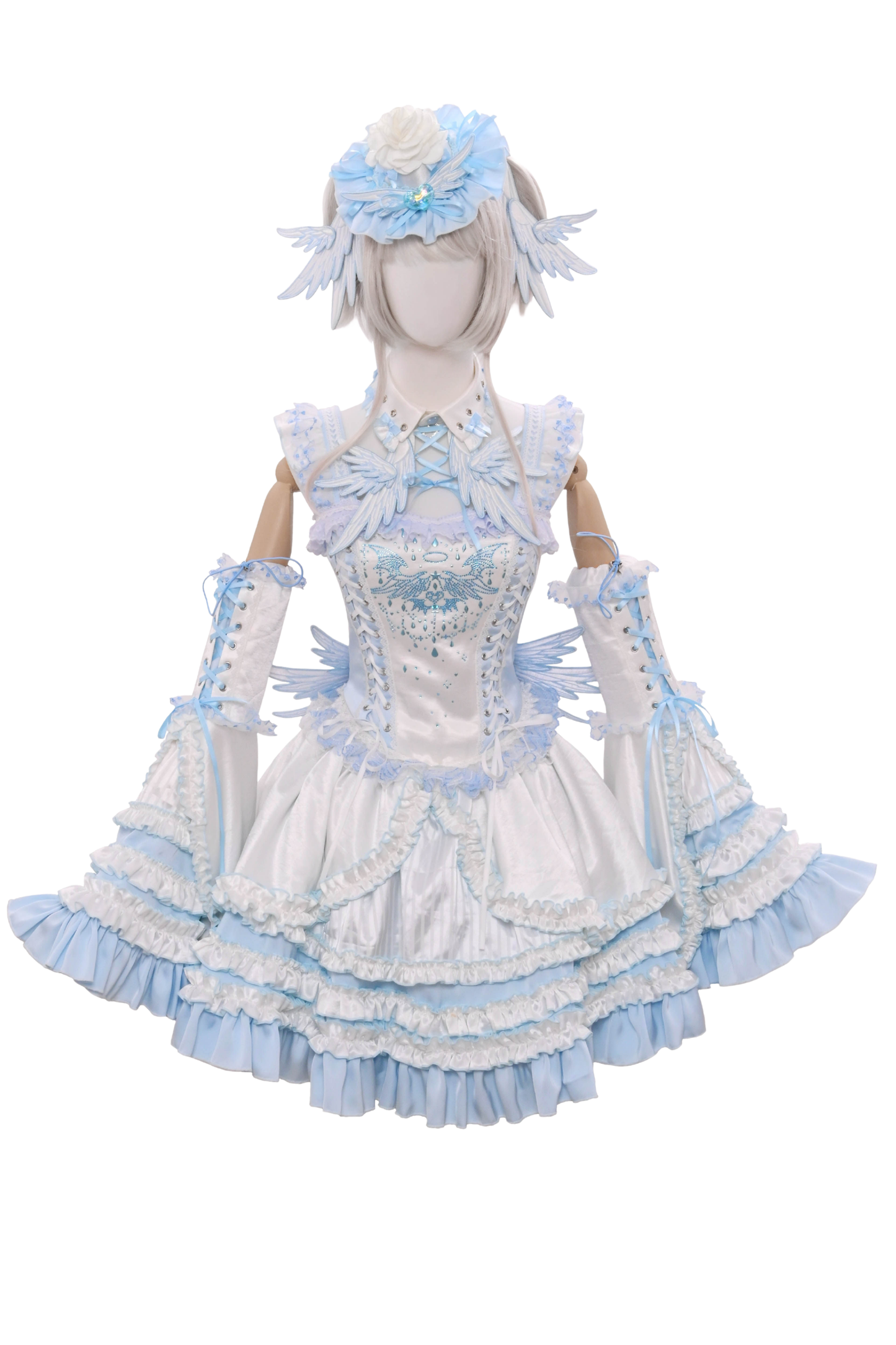 水色天使系列上衣+裙子+衬衫领+袖子+帽子+夹子