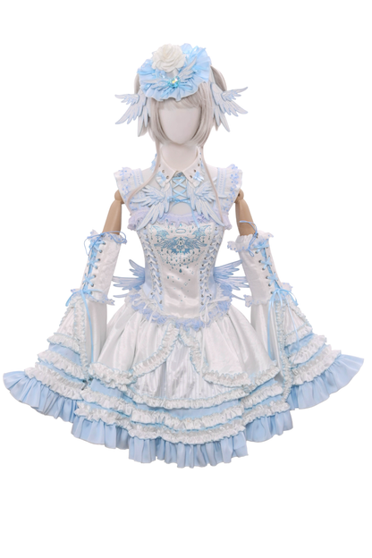 水色天使系列上衣+裙子+衬衫领+袖子+帽子+夹子