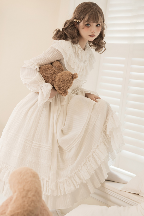 クラシカルピュアホワイトドールドレス+ベビーハット