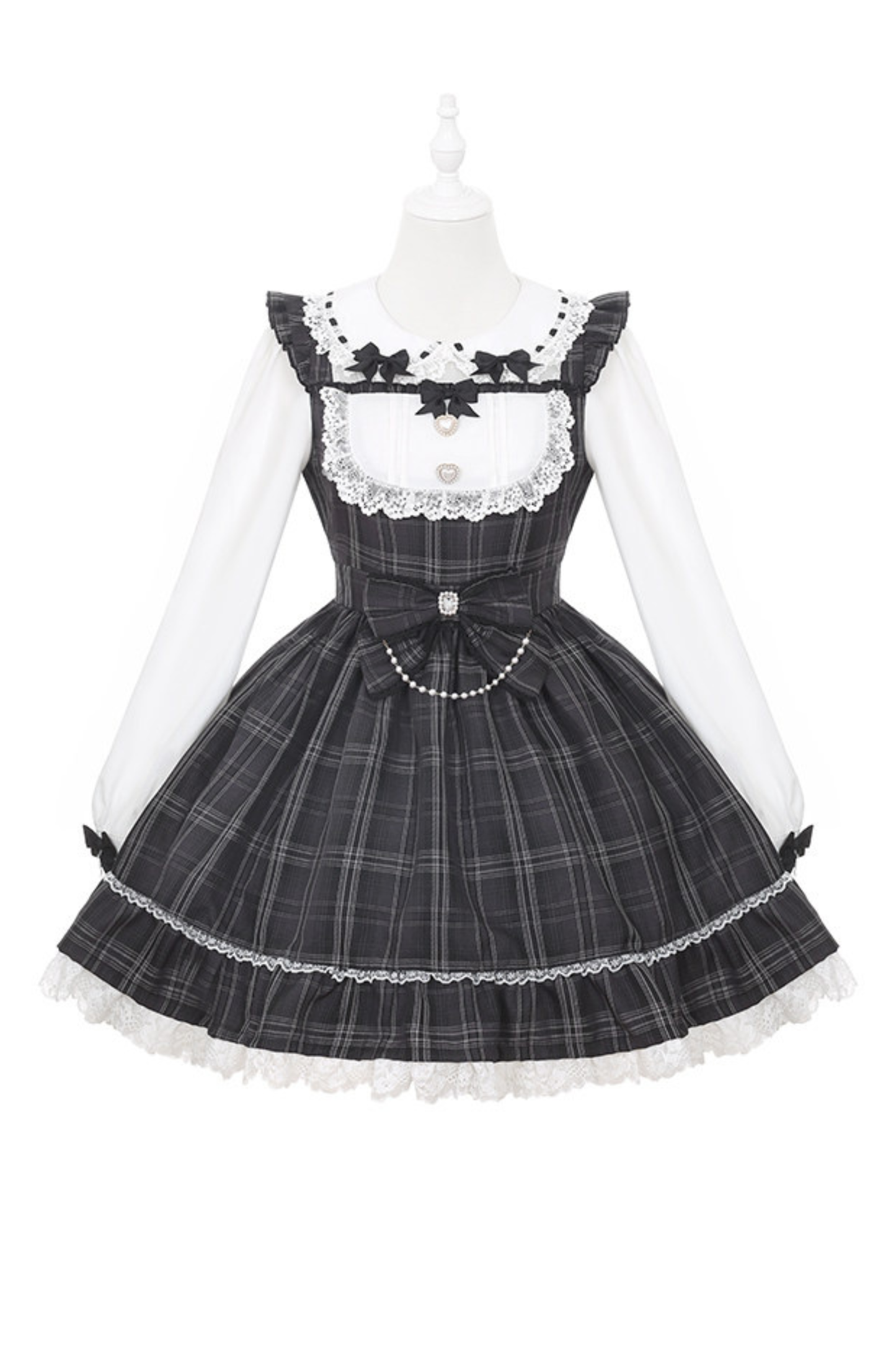 다크 스위트 걸리 체크 원피스 + 머리띠