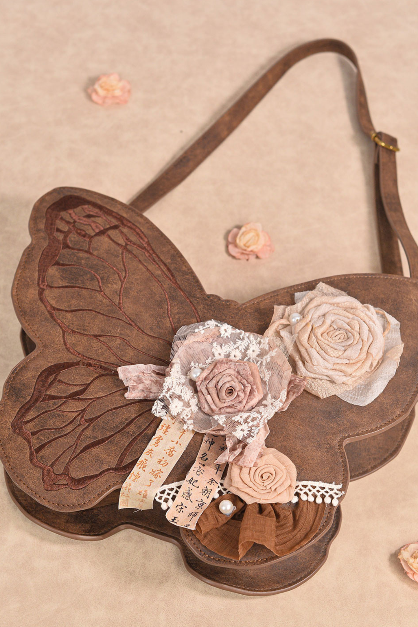 レトロブラウンバタフライワンショルダーバッグ