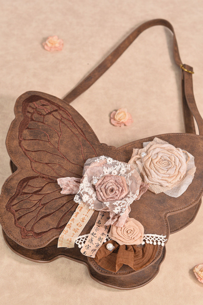 レトロブラウンバタフライワンショルダーバッグ