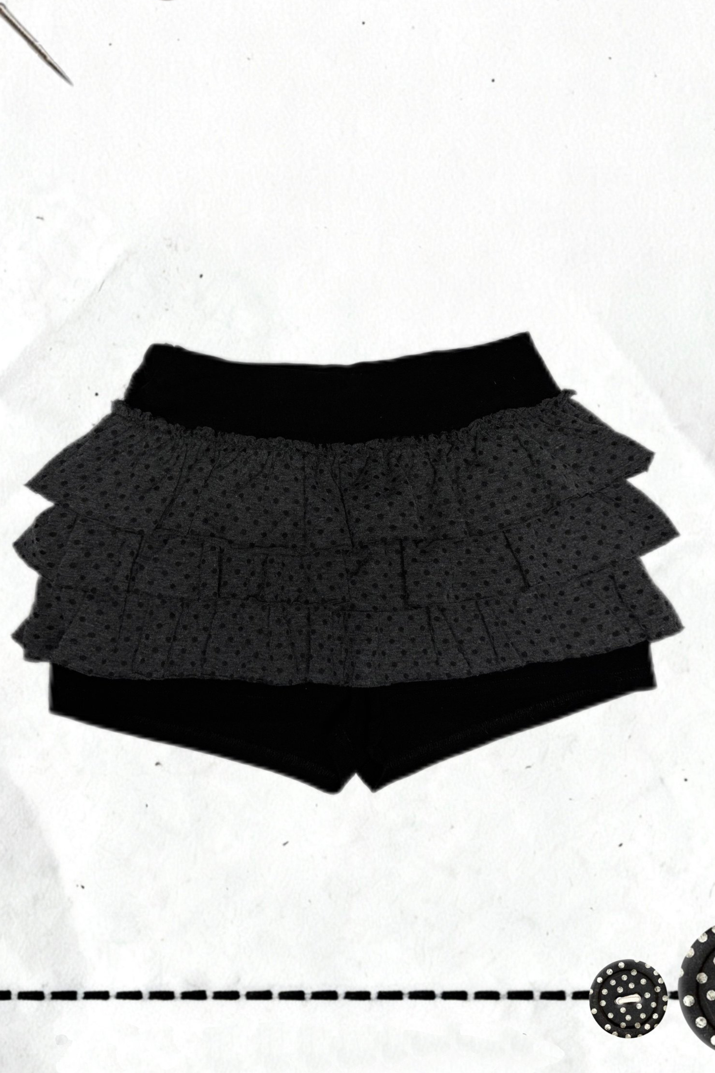 クロスドットタートルネックトップス+スカート+ペンダント