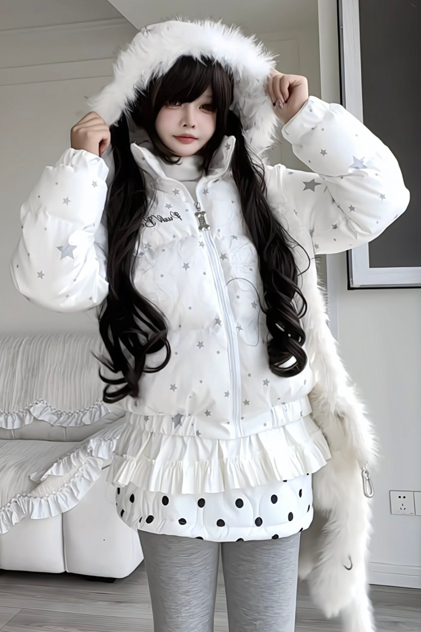 Y2K Fur Hooded Down Jacket