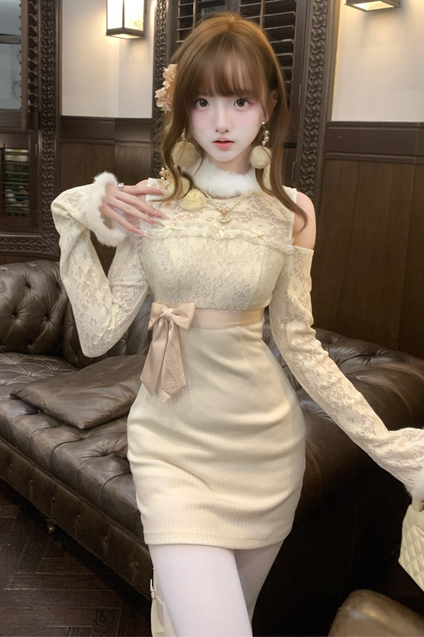 レースエレガントタイトドレス