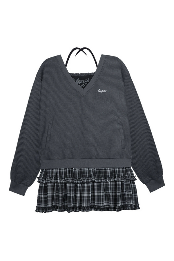 Sweatshirt Halter Neck Faux Two Piece Dress