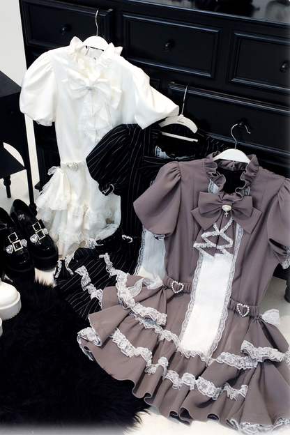 パフスリーブエレガントゴシックスタイルトップス+パンツ