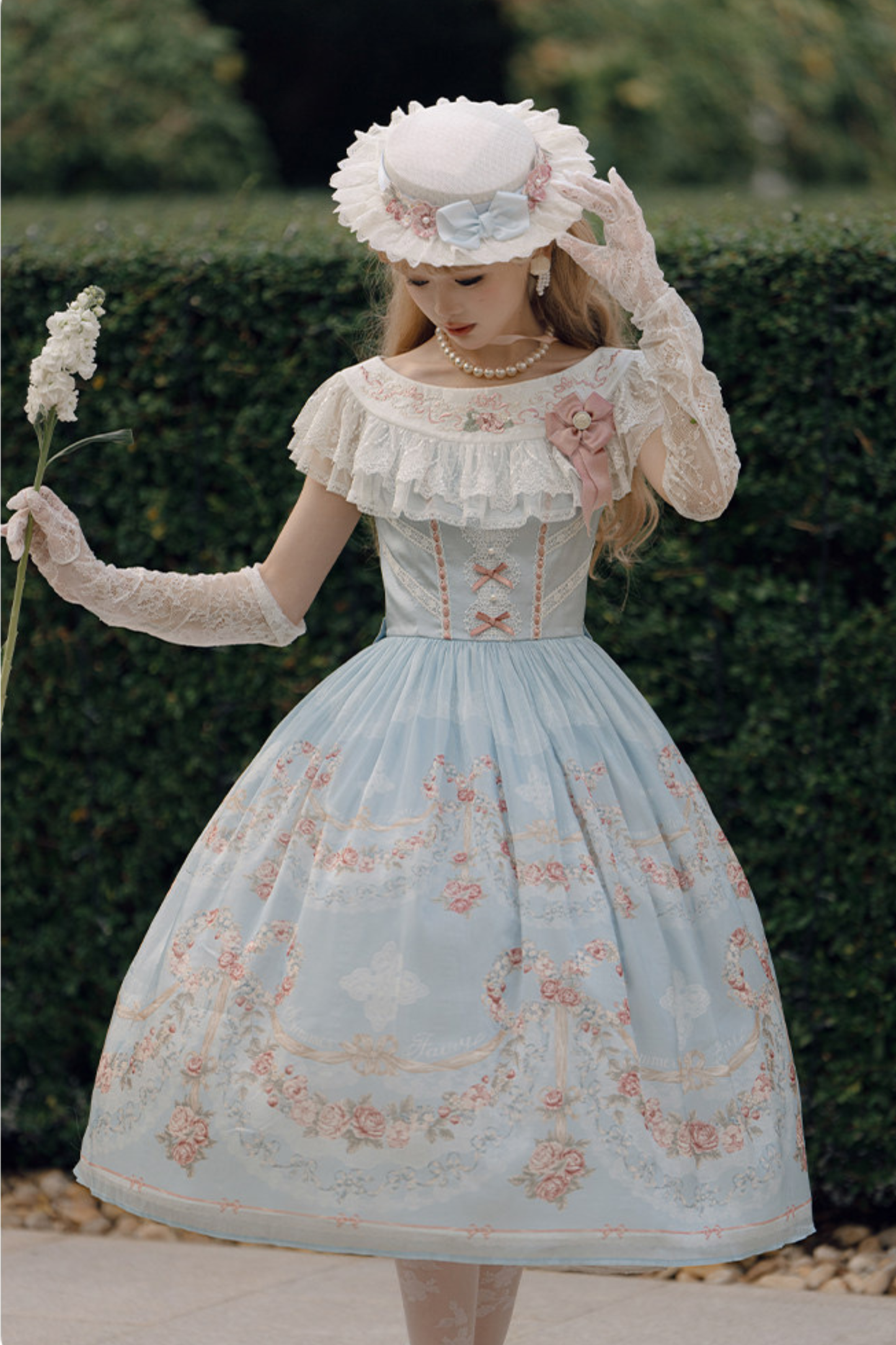 Vilandry Garden Off-Shoulder Dress + Jumper Skirt + Cape