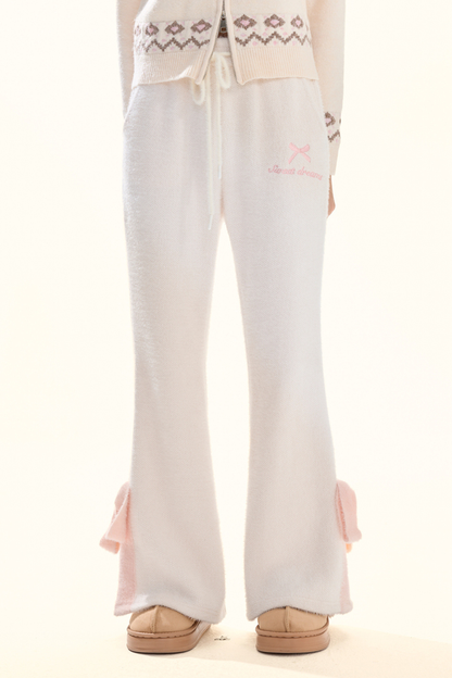 クリームリボンスリットフレアパンツ