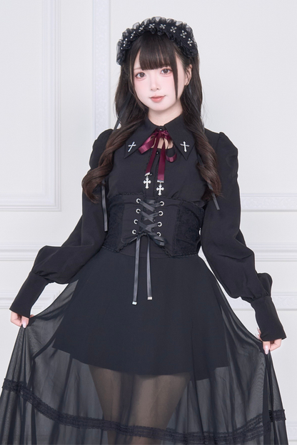 クロス刺繍シャツ+スカート